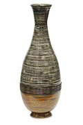 27" Spun Bamboo Floor Vase - Bamboo In Distressed Brown And Gold