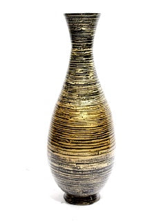 27" Spun Bamboo Floor Vase - Bamboo In Distressed Gold