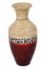 25" Spun Bamboo Floor Vase - Bamboo In Natural Bamboo And Metallic Red W- Coconut Shell