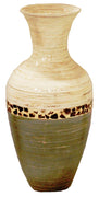 25" Spun Bamboo Floor Vase - Bamboo In White And Gray W- Coconut Shell
