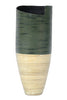 20" Spun Bamboo Vase - Bamboo In Distressed Green & Natural Bamboo