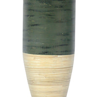 25" Spun Bamboo Vase - Bamboo In Distressed Green & Natural Bamboo