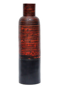 24" Spun Bamboo Bottle Vase - Bamboo In Distressed Red & Matte Black