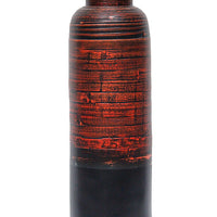 30" Spun Bamboo Bottle Vase - Bamboo In Distressed Red & Matte Black