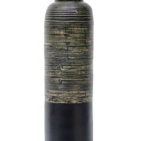 36 Spun Bamboo Bottle Vase - Bamboo In Distressed Black & Matte