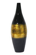 32" Spun Bamboo Floor Vase - Bamboo In Black & Gold Metallic Lacquer