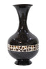 22" Spun Bamboo Vase - Bamboo In Black Lacquer W- Brown Coconut Shell