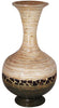 22" Spun Bamboo Vase - Bamboo In White And Gray W- Coconut Shell