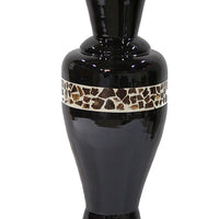 29" Spun Bamboo Floor Vase - Bamboo In Black Lacquer W- Brown