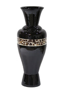 29" Spun Bamboo Floor Vase - Bamboo In Black Lacquer W- Brown