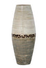 24" Spun Bamboo Vase - Bamboo In White And Gray W- Coconut Shell