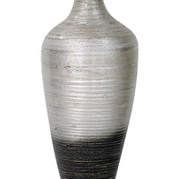 24" Spun Bamboo Vase - Bamboo In Distressed Silver And Black