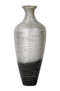 24" Spun Bamboo Vase - Bamboo In Distressed Silver And Black