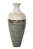 24" Spun Bamboo Vase - Bamboo In White And Gray W- Coconut Shell