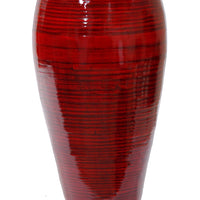 19" Spun Bamboo Vase - Bamboo In Red Lacquer