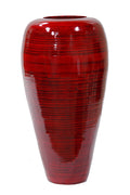 19" Spun Bamboo Vase - Bamboo In Red Lacquer