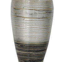 19" Spun Bamboo Vase - Bamboo In Distressed Silver And Black