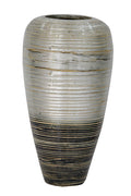 19" Spun Bamboo Vase - Bamboo In Distressed Silver And Black