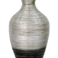 20" Spun Bamboo Vase - Bamboo In Distressed Silver And Black