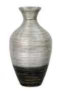 20" Spun Bamboo Vase - Bamboo In Distressed Silver And Black