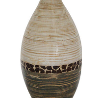 20 Spun Bamboo Vase - Bamboo In White And Gray W- Coconut