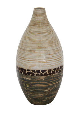 20 Spun Bamboo Vase - Bamboo In White And Gray W- Coconut