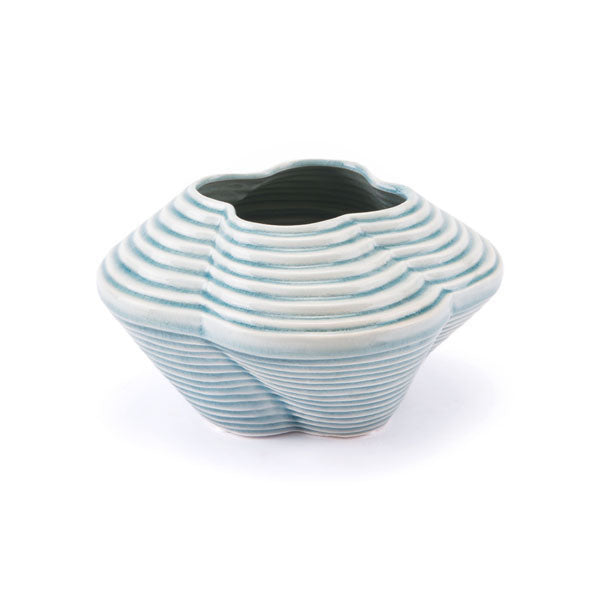 10.2" X 10.2" X 5.3" Small Blue Twisted Vase