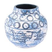 9.6" X 9.6" X 12.2" Small Blue And White Ceramic Vase