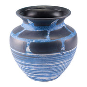 9.8" X 9.8" X 9.8" Short Handpainted Blue And White Vase