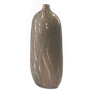 7.1" X 4.3" X 15" Distressed To Perfection Brown And Green Vase