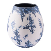 9.3" X 9.3" X 10" Contemporary Blue And White Ceramic Vase