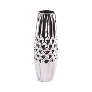 4.3" X 4.3" X 13.6" Fascinating Moroccan-Design Inspired Silver Ceramic Vase