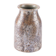 6.9" X 6.9" X 10.2" Short Brown Snake Skin Vase