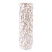 4.1" X 4.1" X 13.8" White Textured Ceramic Vase