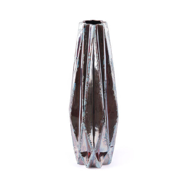 6.5" X 6.5" X 17.5" Distressed Brown Vase