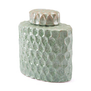 11.2" X 6.7" X 13" Green Lattice Covered Jar