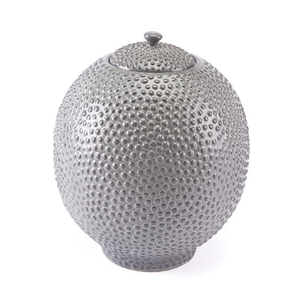 9.6" X 9.6" X 11.8" Gray Asian-Inspired Round Jar