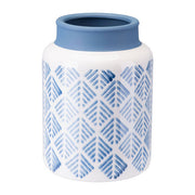 6.1" X 6.1" X 8.5" Blue And White Steel Zig Zag Vase
