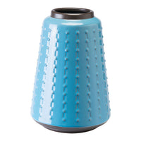 7.5" X 7.5" X 10.6" Blue Vase With Small Raised Dots