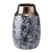 6" X 6" X 8.9" Black Ceramic Stoneware Metal Vase