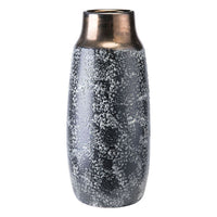 6.5" X 6.5" X 14.1" Black Ceramic Stoneware Metal Vase