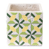 6.1" X 6.1" X 6.1" Green And Yellow Cement Flower Planter
