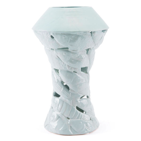 8.9" X 8.9" X 14.2" Lovely Soft Blue Sea-Inspired Vase