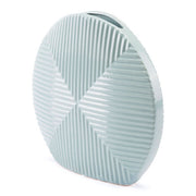 11.4" X 3" X 10.6" Blue Ceramic Round Disc Vase