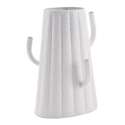 10.2" X 7.5" X 14.2" Cactus White Metal Vase