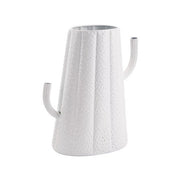 9.8" X 5.5" X 11.8" Small White Cactus Metal Vase