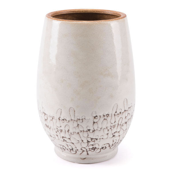 5.7" X 5.7" X 10.4" Small Soft White Textured Vase