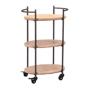 21.9" X 12.2" X 32.5" Brown Tri Level Bar Cart