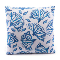 17.7" X 17.7" X 1.2" Blue And White Coral Pillow