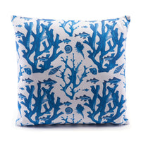 17.7" X 17.7" X 1.2" Blue And White Reef Pillow